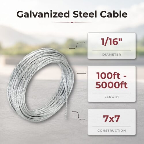1/16″ 7×7 Galvanized Steel Aircraft Cable